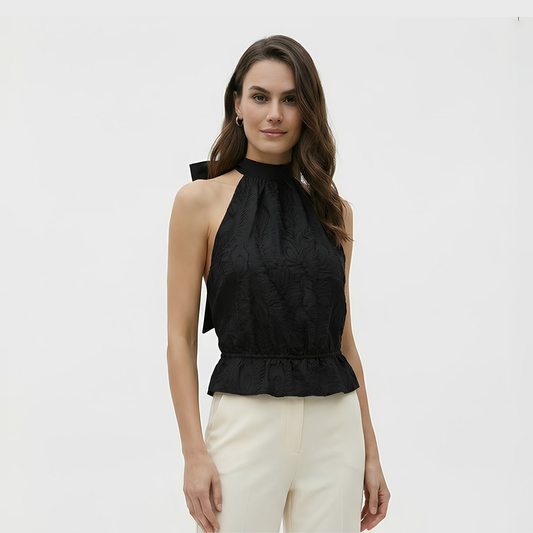 Fiyonk Detaylı Sırt Dekolteli Bluz