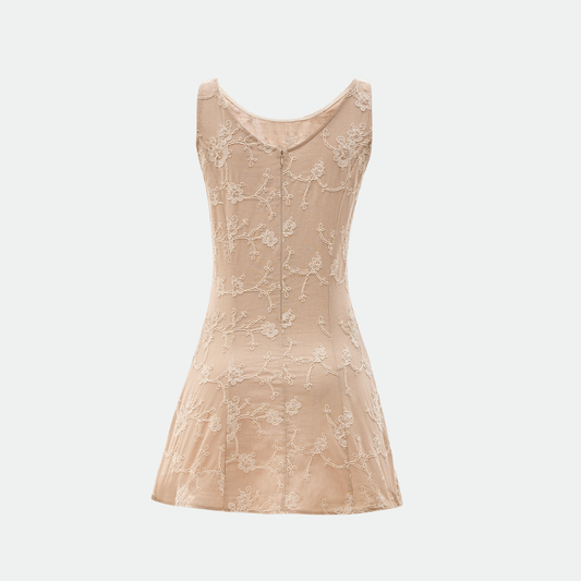 Keten Brode Detaylı Elbise