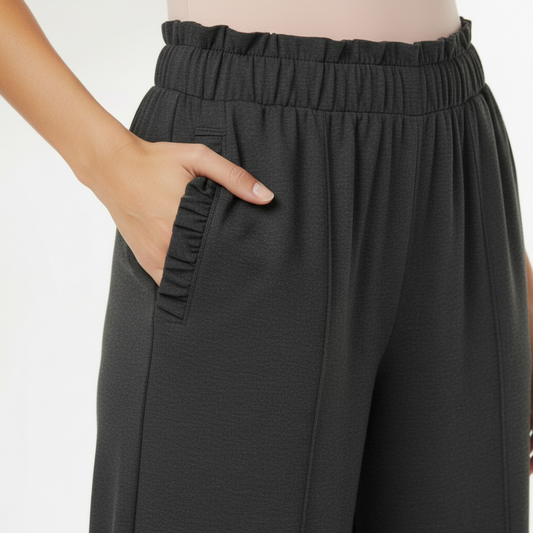 gri oversize bol paça wide leg pantolon vaura atelier on çekim