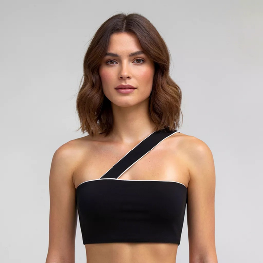 Beyaz Biye Detaylı Çapraz Crop