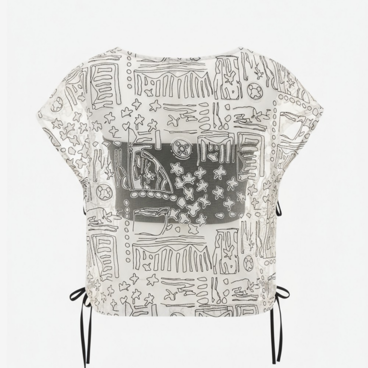 Transparent Blouse with Cropped Inner Detail