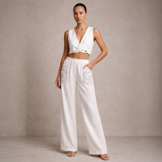 Beyaz Burgulu Crop Top