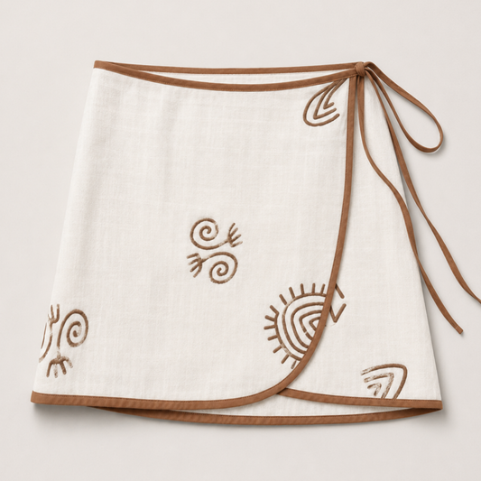 Bağlamalı Müslin Baskılı Etek & Bandana Seti