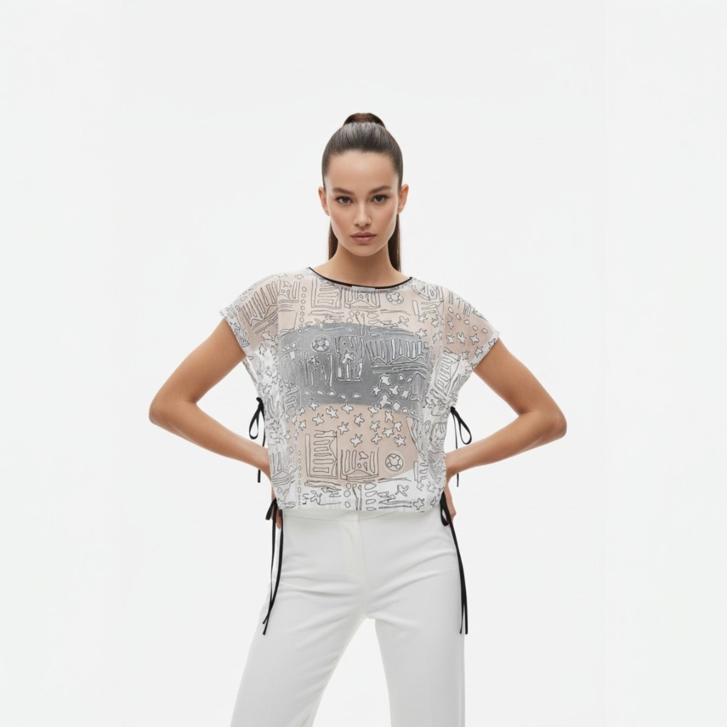 Transparent Blouse with Cropped Inner Detail