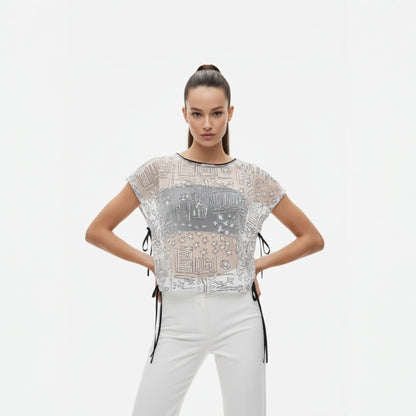 Transparent Blouse with Cropped Inner Detail