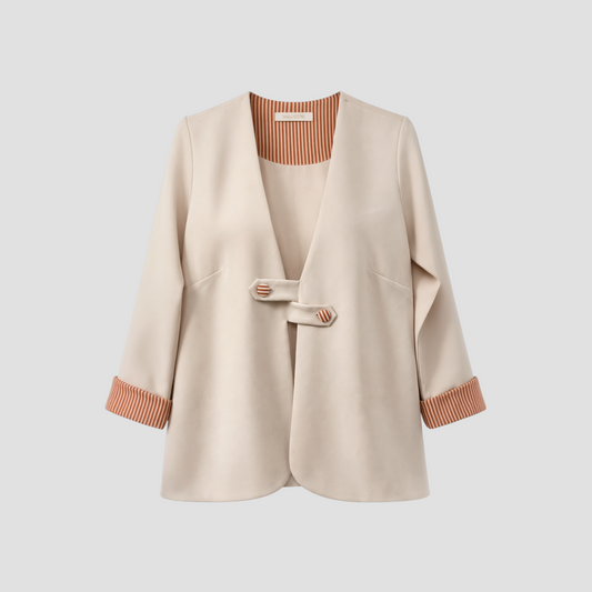 garni detaylı krem ceket vaura atelier on çekim